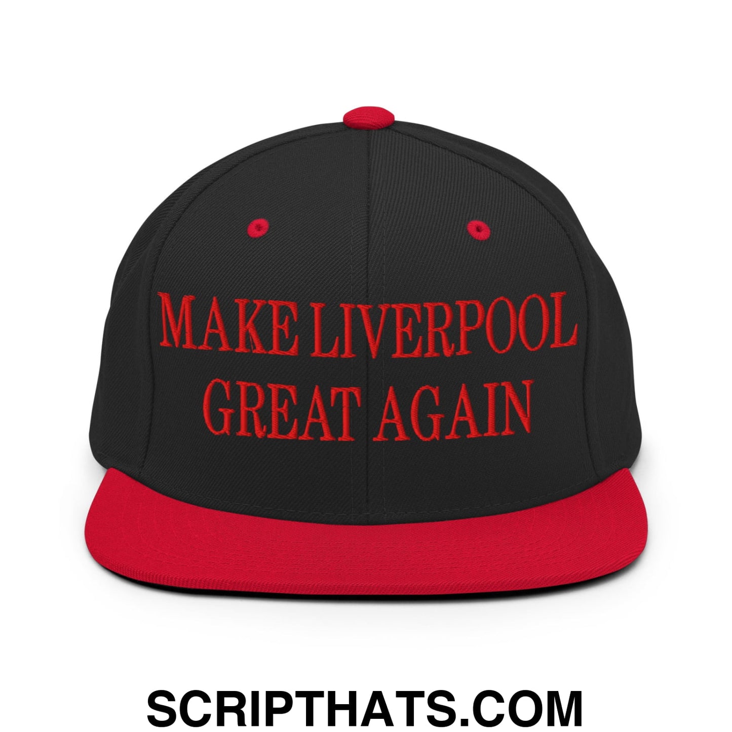 Make Liverpool Great Again Embroidered Flat Bill Brim Snapback Hat Black Red