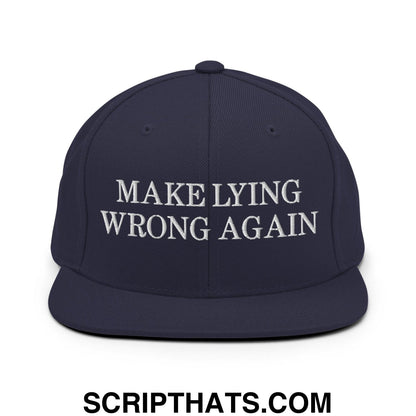 Make Lying Wrong Again Snapback Hat Navy