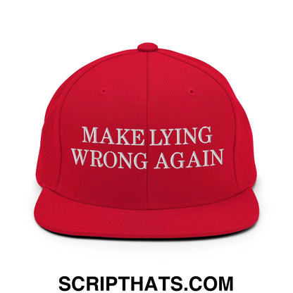 Make Lying Wrong Again Snapback Hat Red