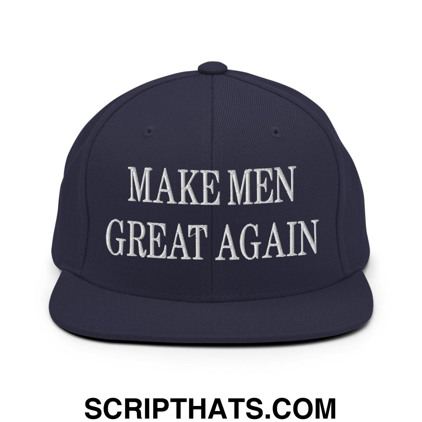 Make Men Great Again Embroidered Flat Bill Brim Snapback Hat Navy