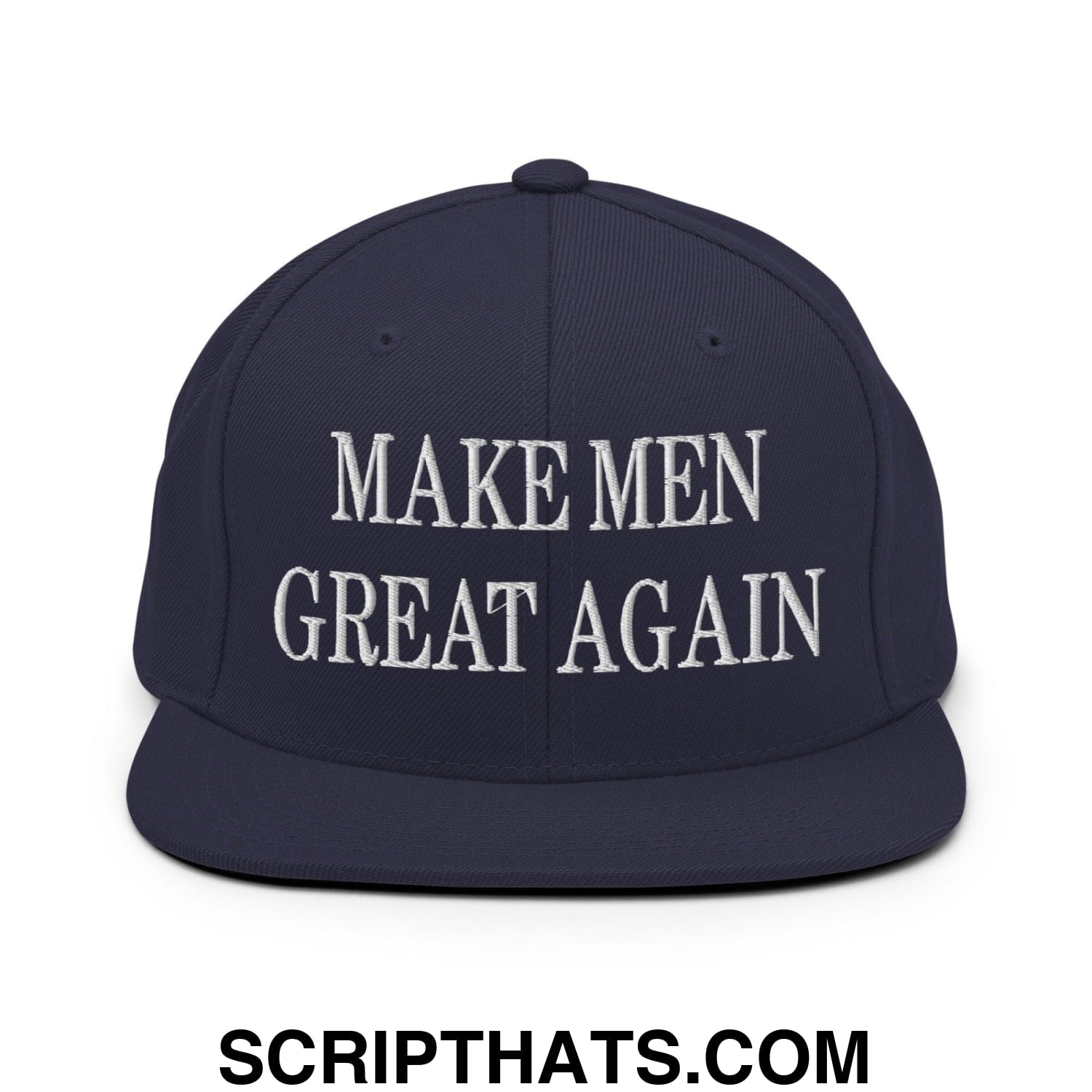 Make Men Great Again Embroidered Flat Bill Brim Snapback Hat Navy
