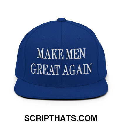 Make Men Great Again Embroidered Flat Bill Brim Snapback Hat Royal Blue