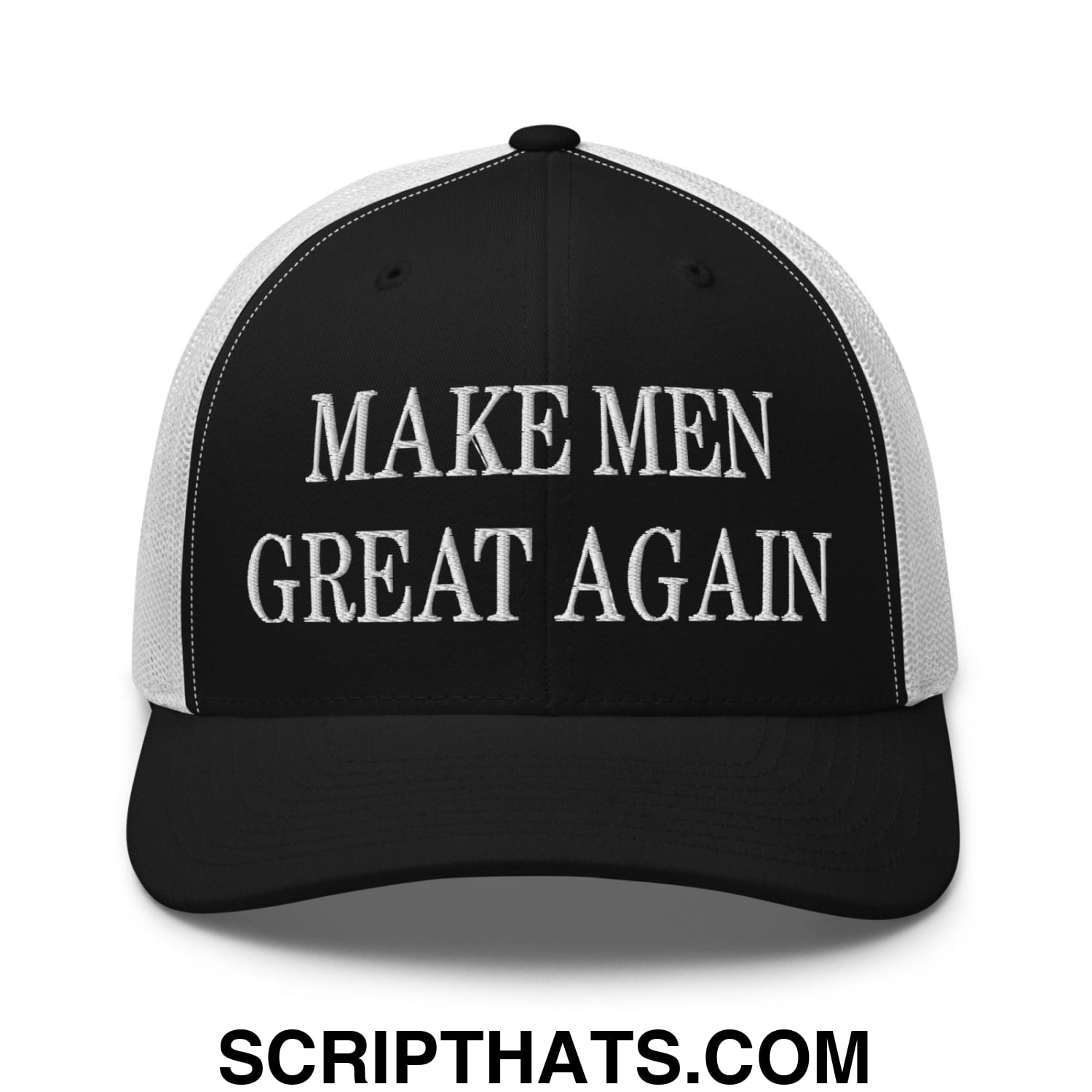 Make Men Great Again Embroidered Mesh Trucker Hat Black White