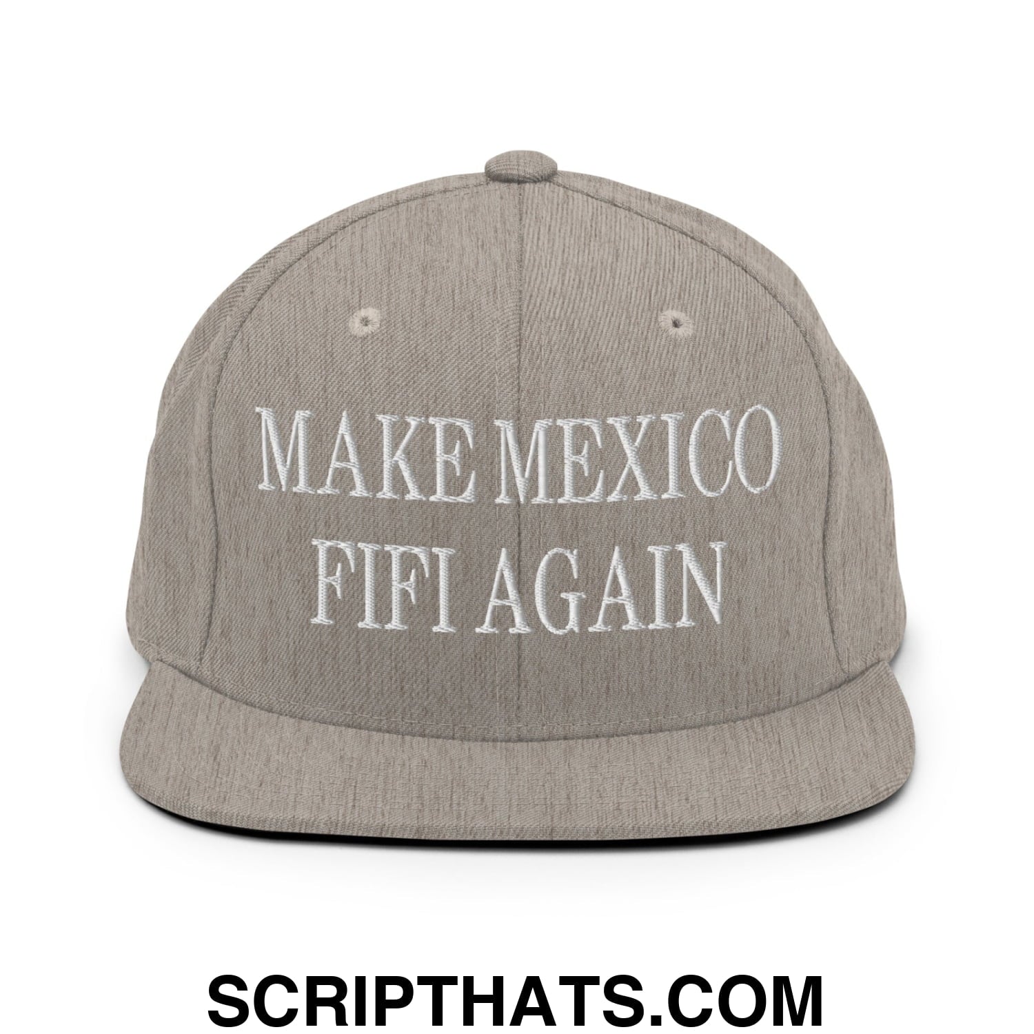 Make Mexico FIFI Again Embroidered Flat Bill Brim Snapback Hat Heather Grey