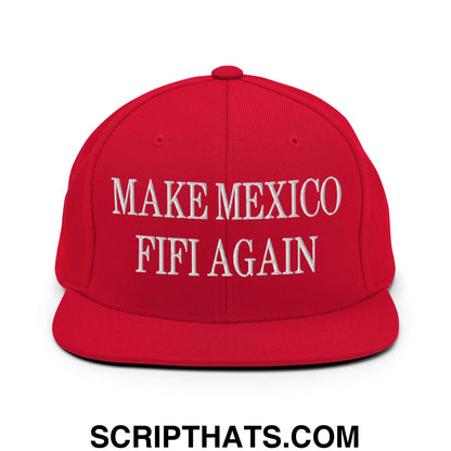 Make Mexico FIFI Again Embroidered Flat Bill Brim Snapback Hat Red