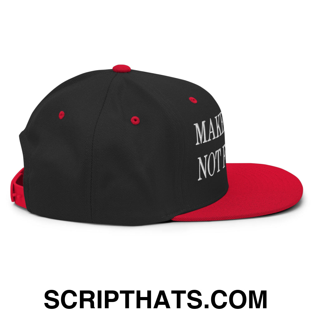 Make Money Not Friends Embroidered Flat Bill Brim Snapback Hat Black Red