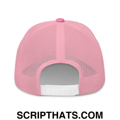 Make Money Not Friends Embroidered Mesh Trucker Hat Pink