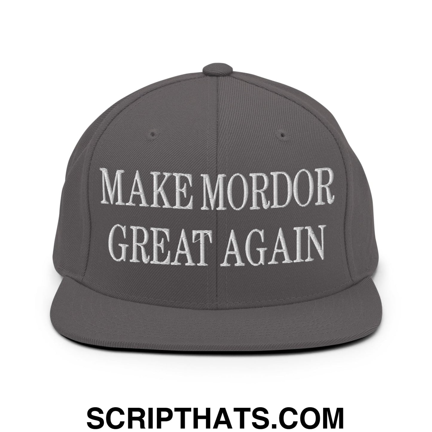 Make Mordor Great Again Embroidered Flat Brim Bill Snapback Hat Dark Grey