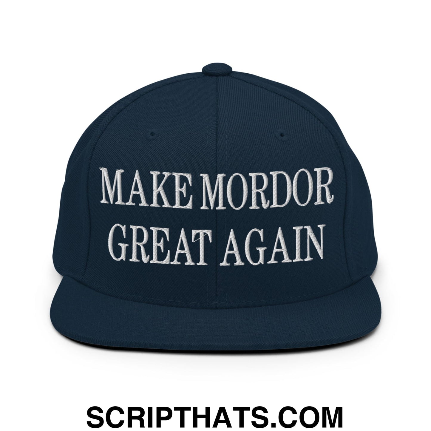 Make Mordor Great Again Embroidered Flat Brim Bill Snapback Hat Dark Navy
