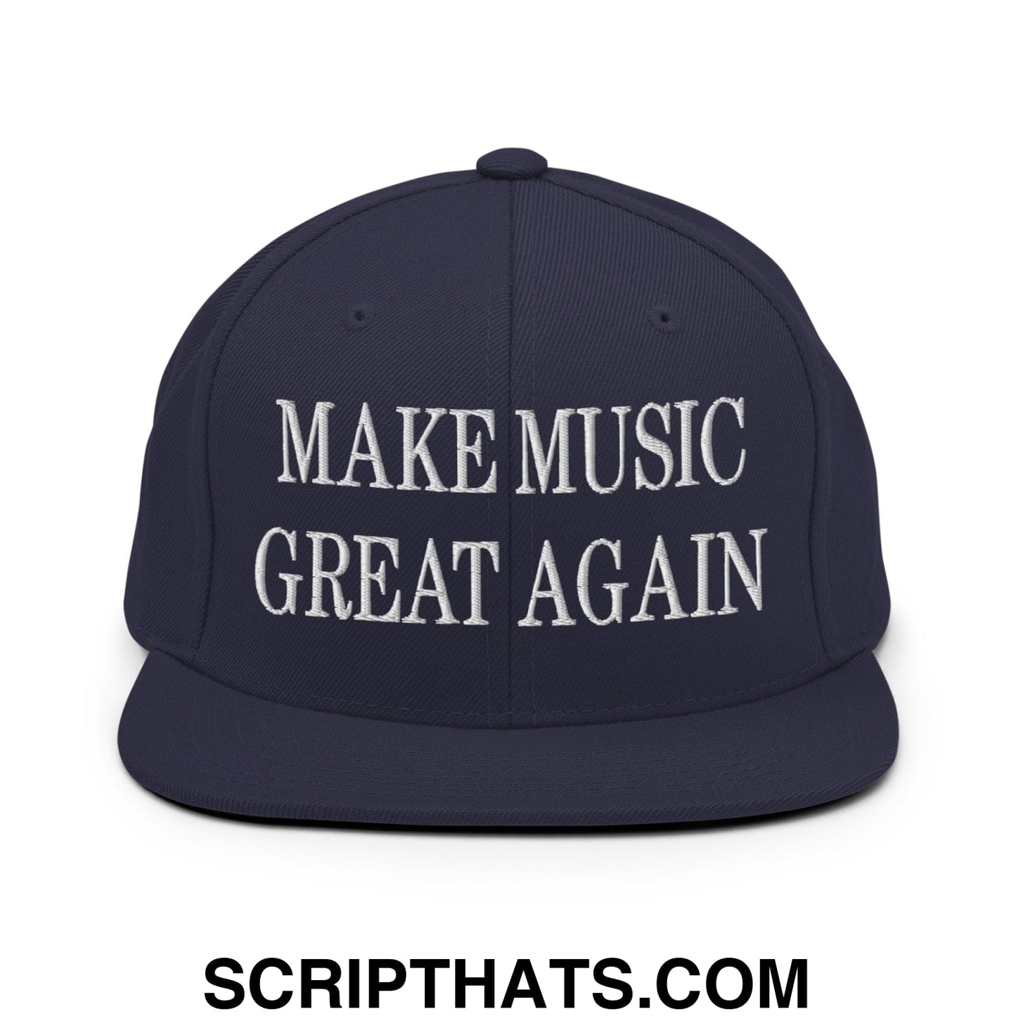 Make Music Great Again Embroidered Flat Bill Brim Snapback Hat Navy