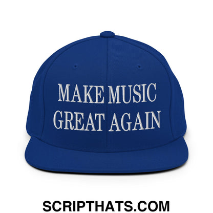 Make Music Great Again Embroidered Flat Bill Brim Snapback Hat Royal Blue