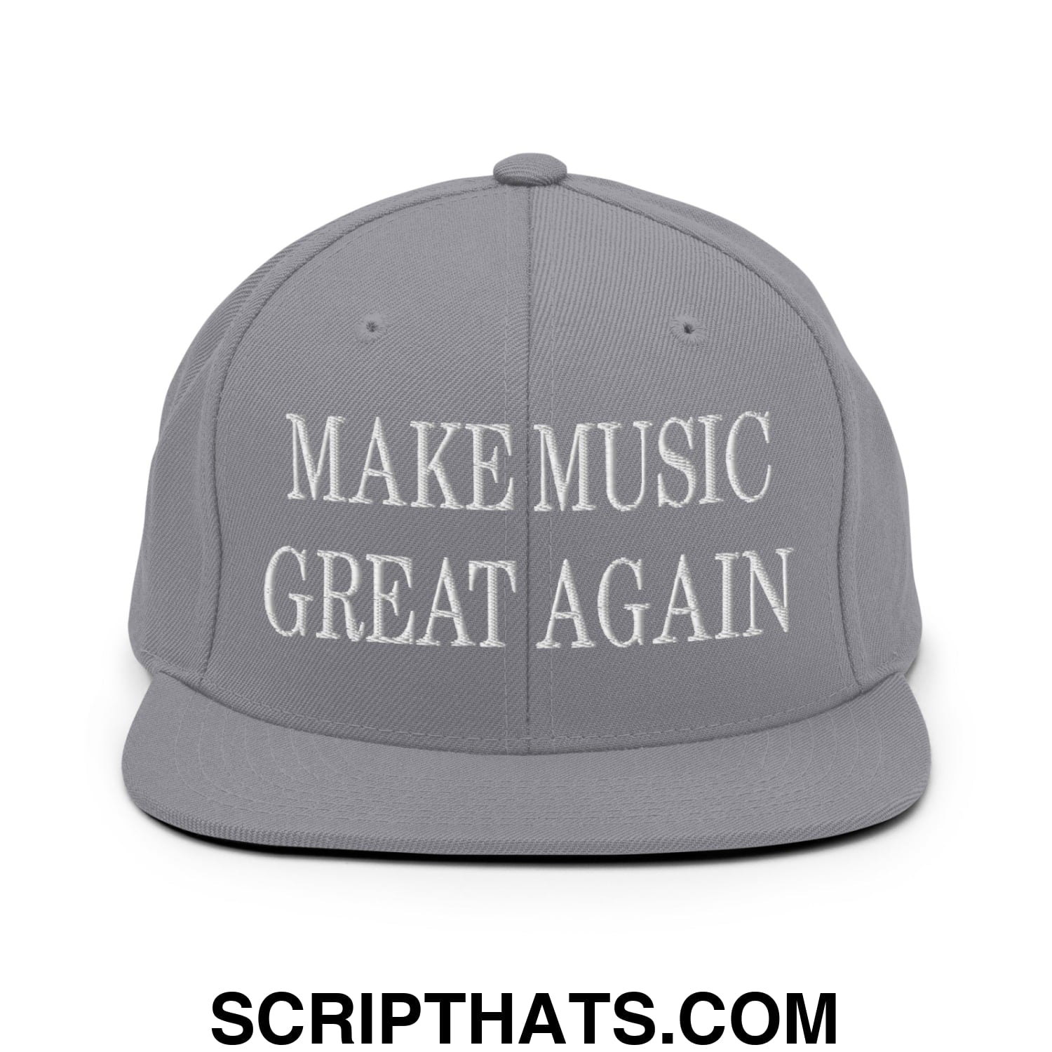 Make Music Great Again Embroidered Flat Bill Brim Snapback Hat Silver