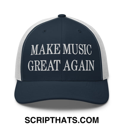 Make Music Great Again Embroidered Mesh Trucker Hat Navy White