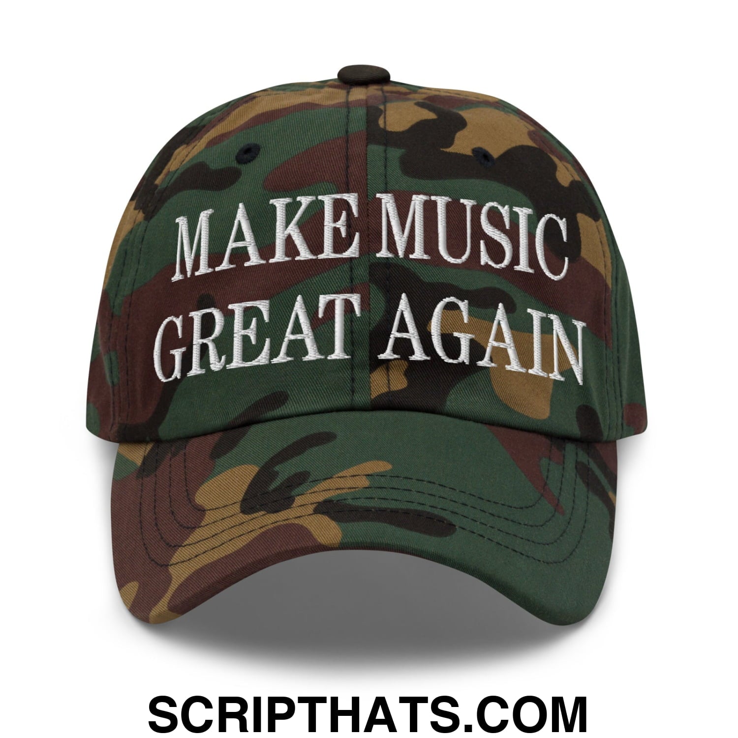 Make Music Great Again Embroidered Unstructured Dad Hat Green Camo