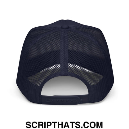 Make Orwell Fiction Again Embroidered Foam Trucker Hat Navy