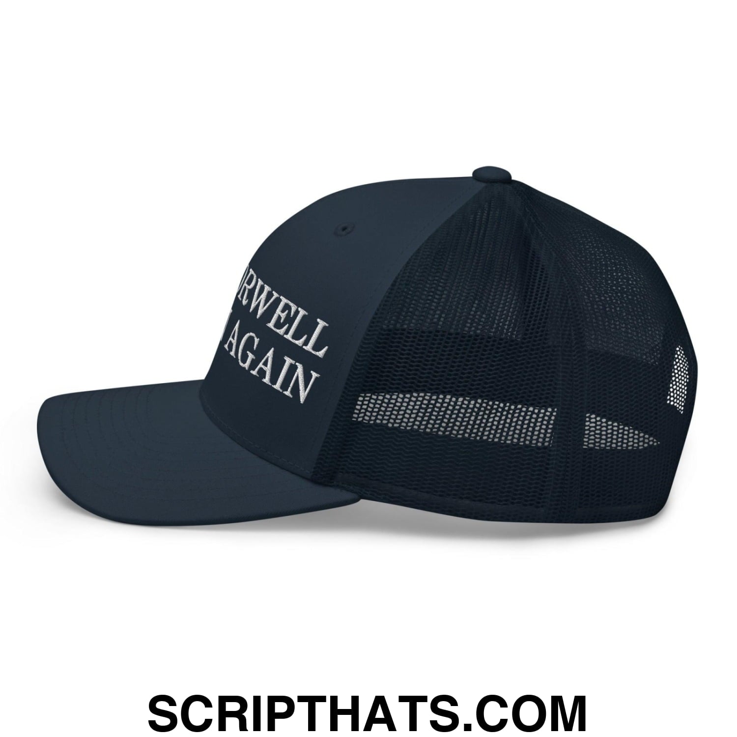 Make Orwell Fiction Again Retro Trucker Hat Navy