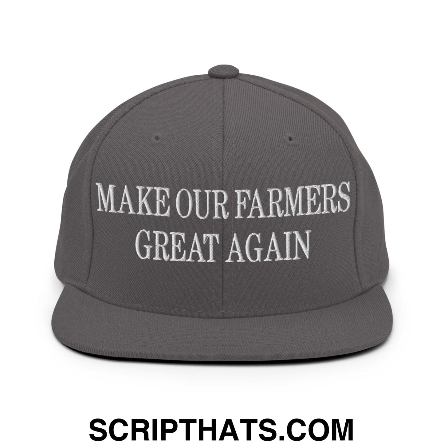 Make Our Farmers Great Again Embroidered Flat Bill Brim Snapback Hat Dark Grey