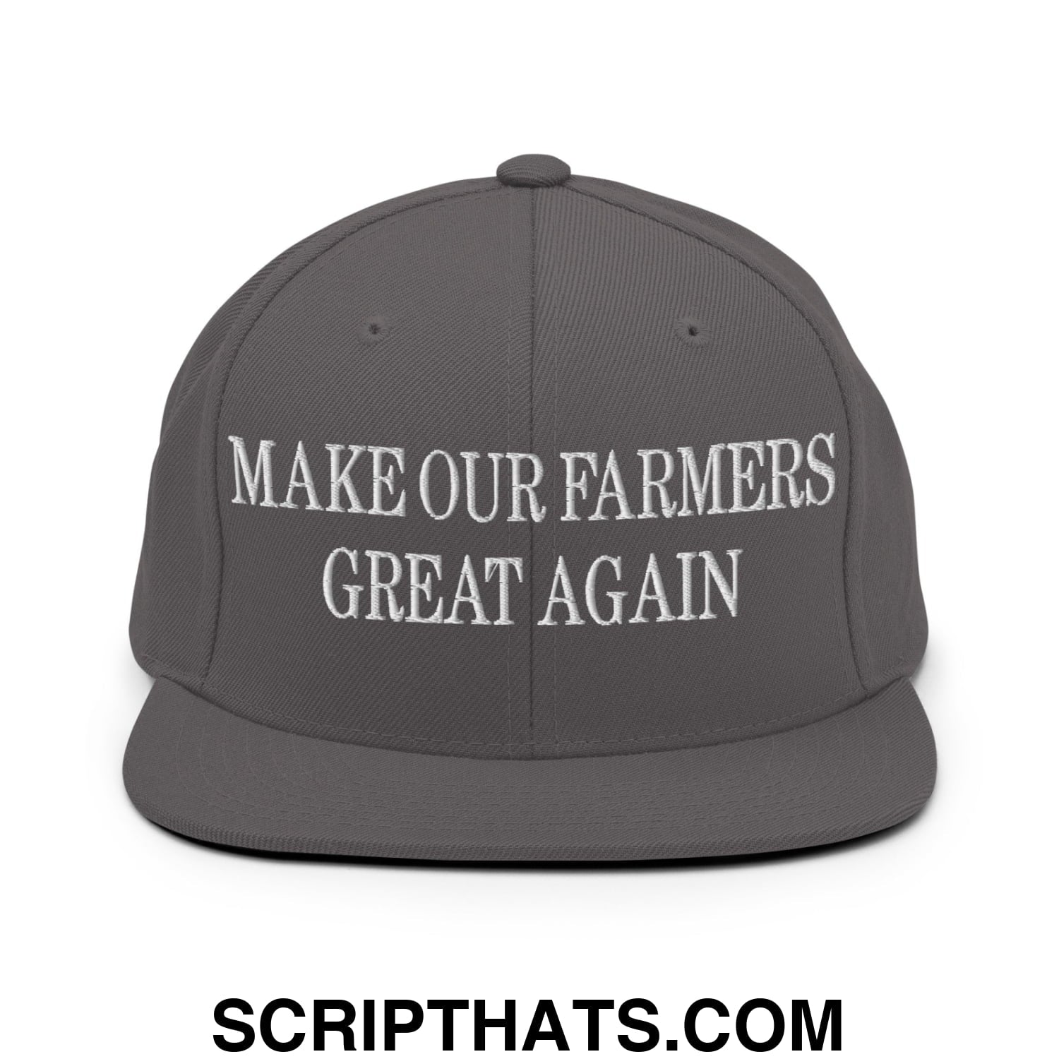 Make Our Farmers Great Again Embroidered Flat Bill Brim Snapback Hat Dark Grey