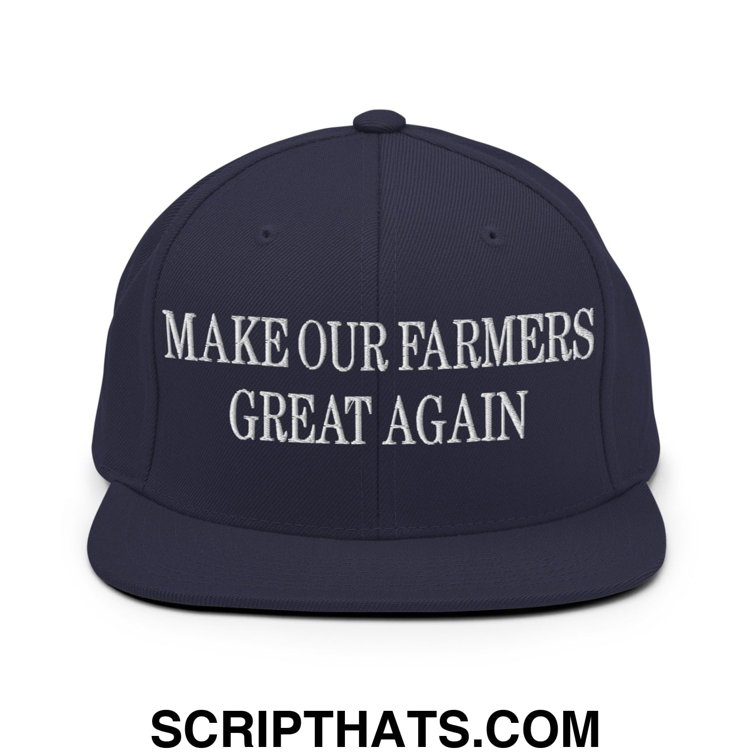 Make Our Farmers Great Again Embroidered Flat Bill Brim Snapback Hat Navy