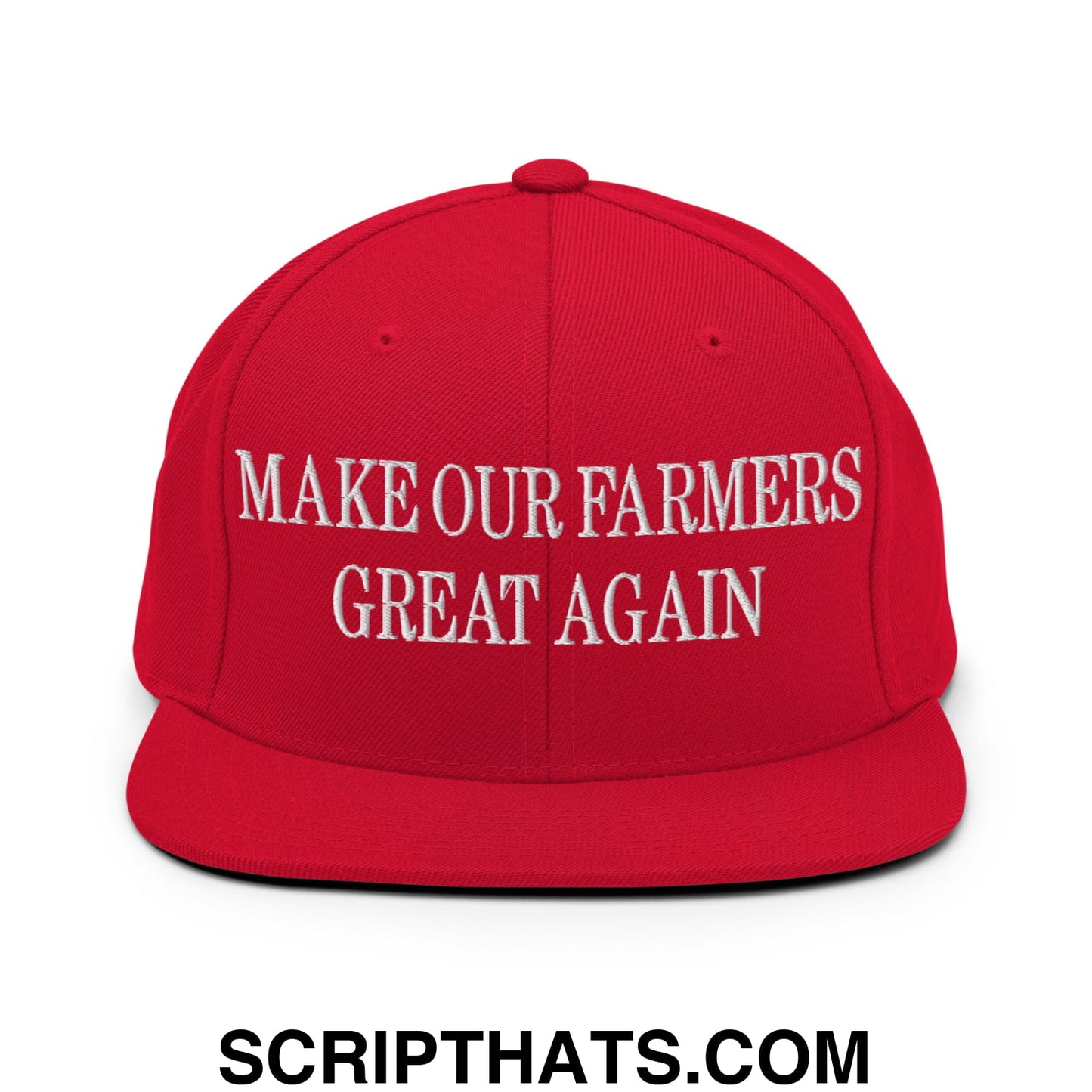 Make Our Farmers Great Again Embroidered Flat Bill Brim Snapback Hat Red