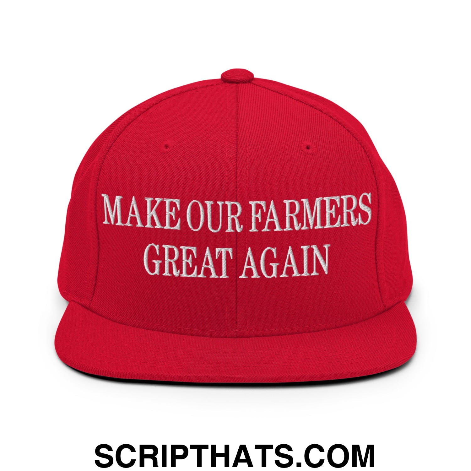 Make Our Farmers Great Again Embroidered Flat Bill Brim Snapback Hat Red
