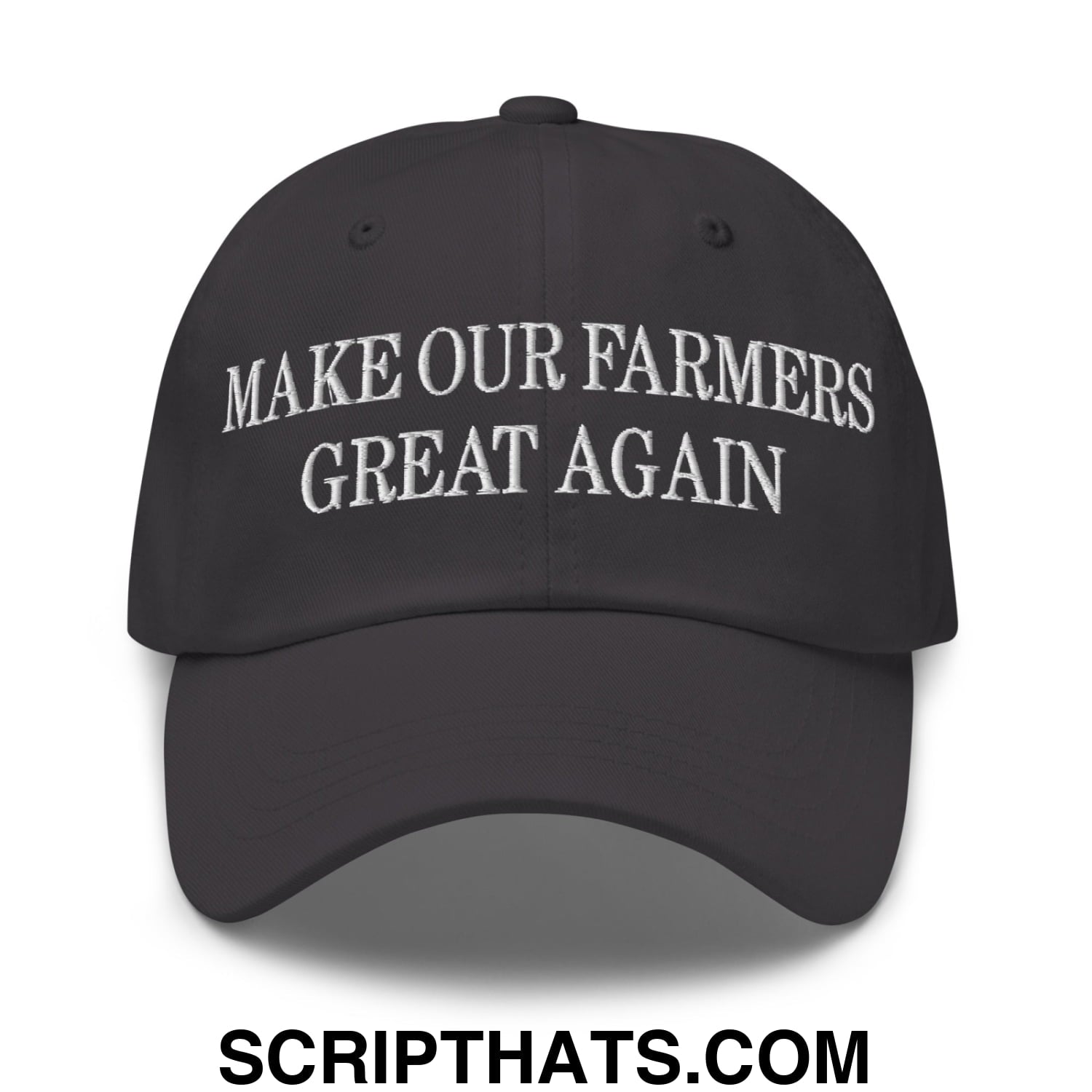 Make Our Farmers Great Again Embroidered Unstructured Dad Hat Dark Grey