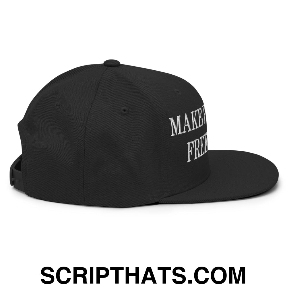 Make Palestine Free Again Embroidered Flat Bill Brim Snapback Hat Black