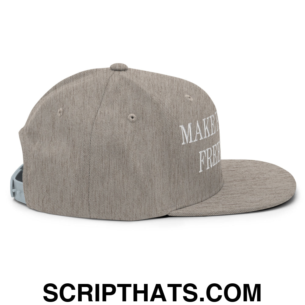 Make Palestine Free Again Embroidered Flat Bill Brim Snapback Hat Heather Grey