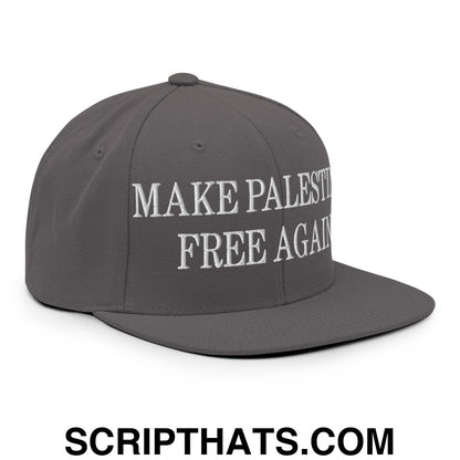 Make Palestine Free Again Embroidered Flat Bill Brim Snapback Hat Dark Grey