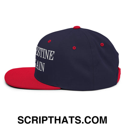 Make Palestine Free Again Embroidered Flat Bill Brim Snapback Hat Navy Red