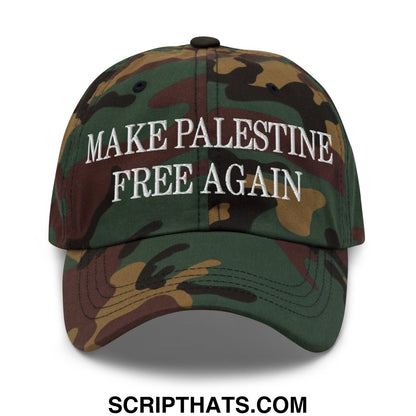 Make Palestine Free Again Embroidered Unstructured Dad Hat Green Camo