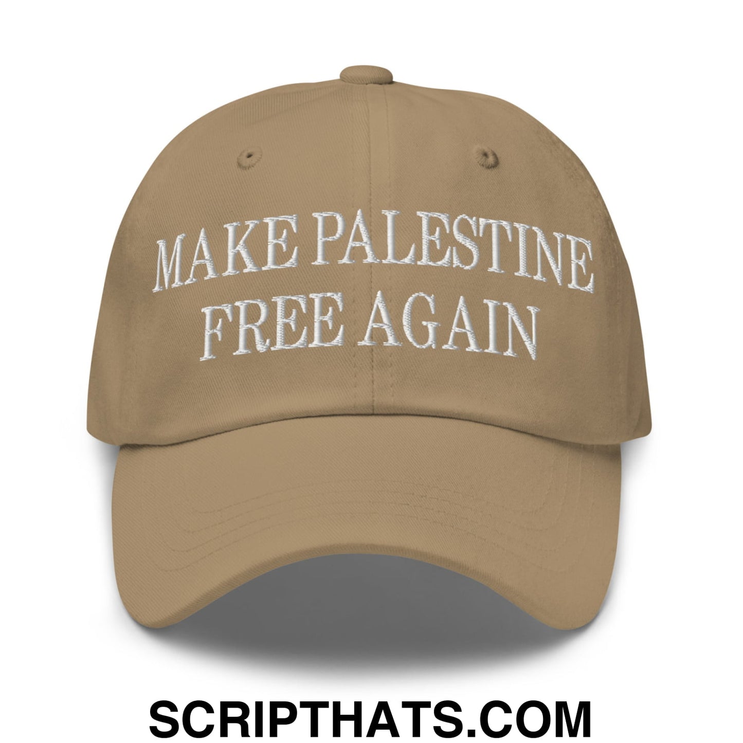 Make Palestine Free Again Embroidered Unstructured Dad Hat Khaki