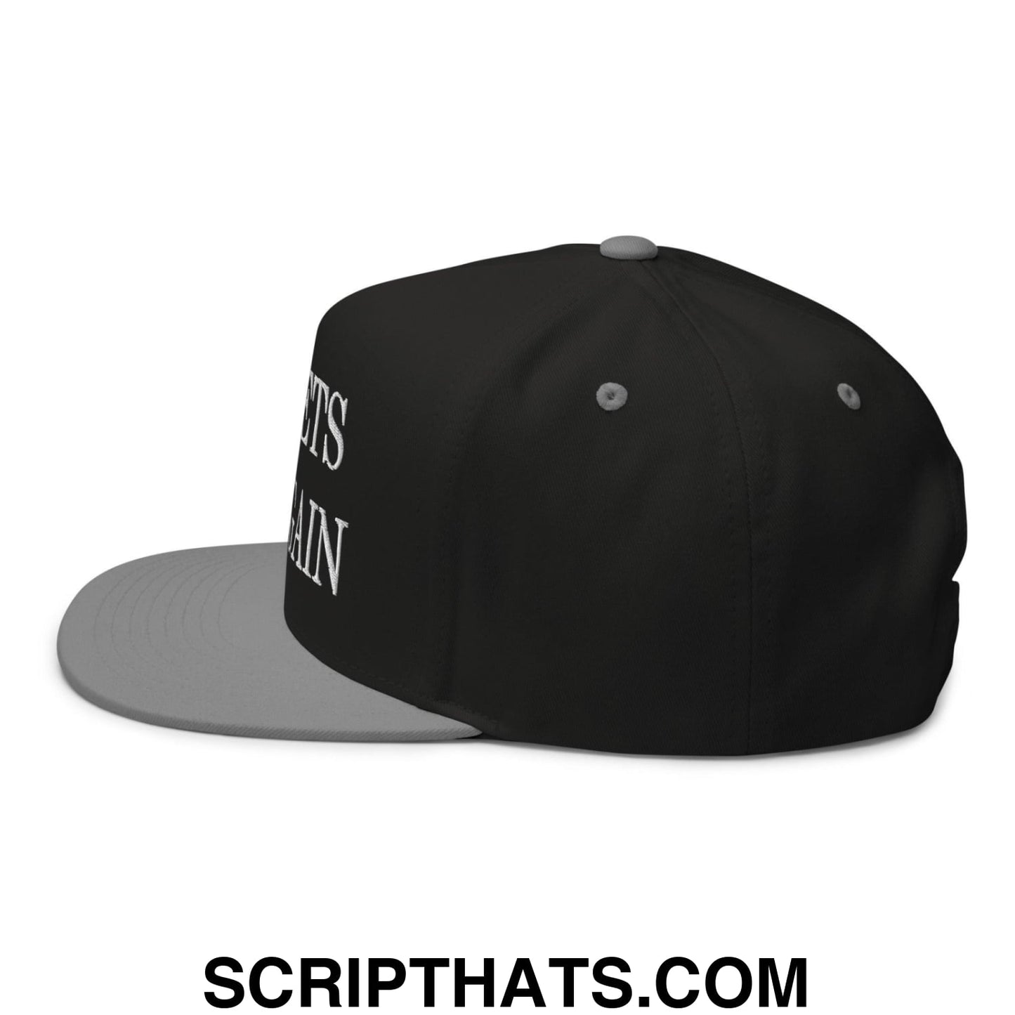 Make Pets Safe Again Embroidered 5 Panel Flat Bill Brim Snapback Hat Black Grey