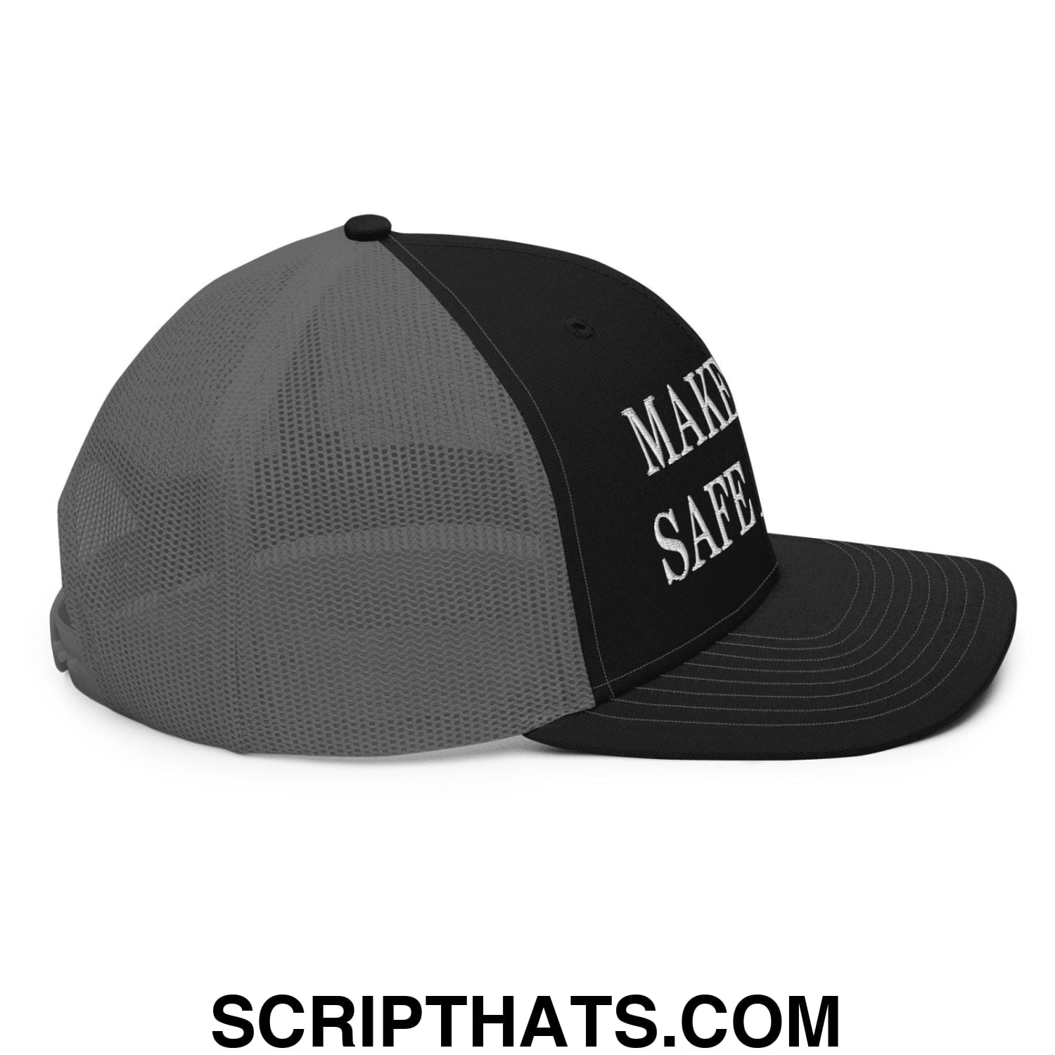 Make Pets Safe Again Embroidered Classic Mesh Trucker Hat Black Charcoal