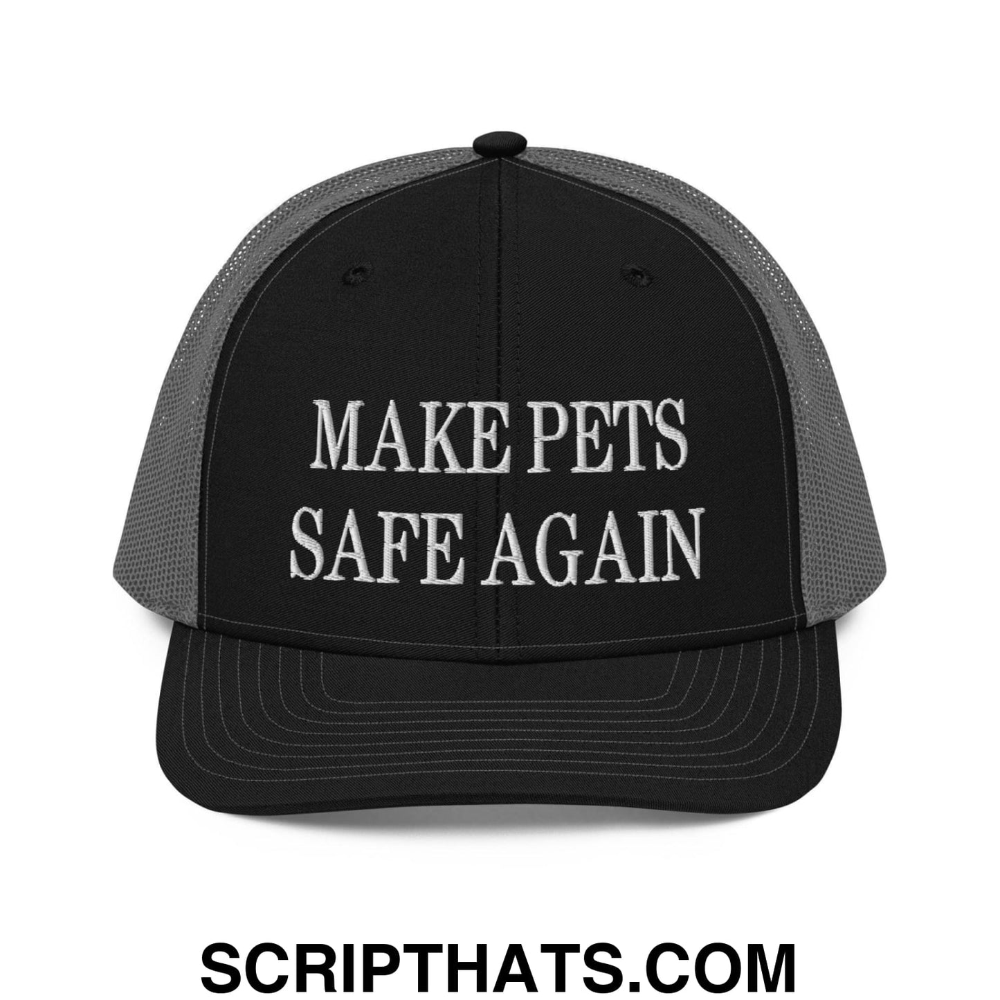 Make Pets Safe Again Embroidered Classic Mesh Trucker Hat Black Charcoal