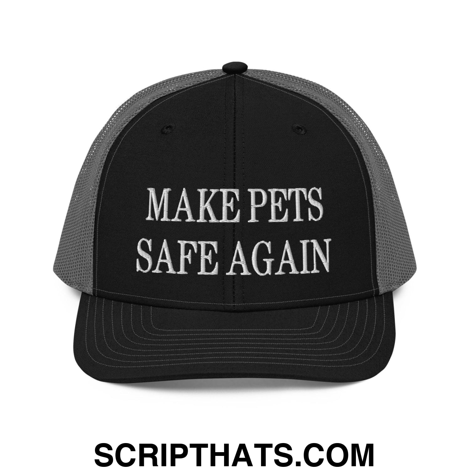 Make Pets Safe Again Embroidered Classic Mesh Trucker Hat Black Charcoal