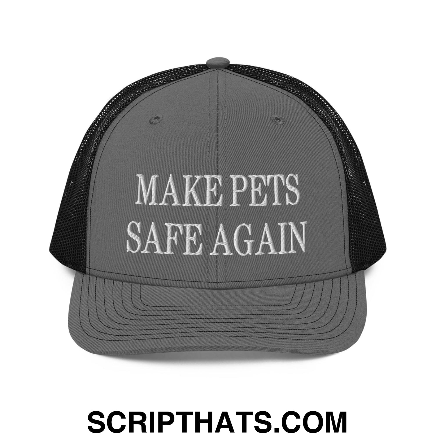 Make Pets Safe Again Embroidered Classic Mesh Trucker Hat Charcoal Black