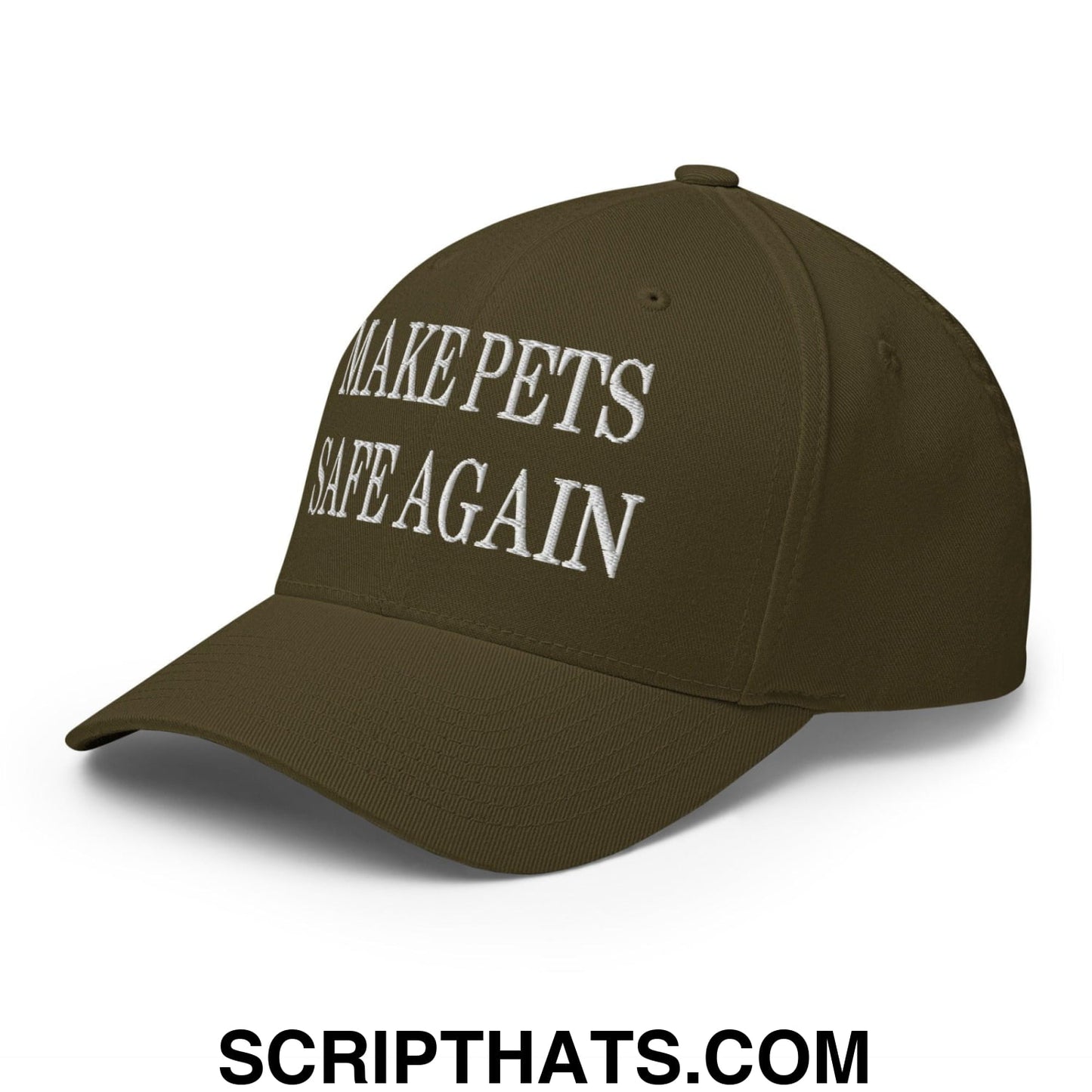 Make Pets Safe Again Embroidered Stretch Fit Baseball Hat Olive