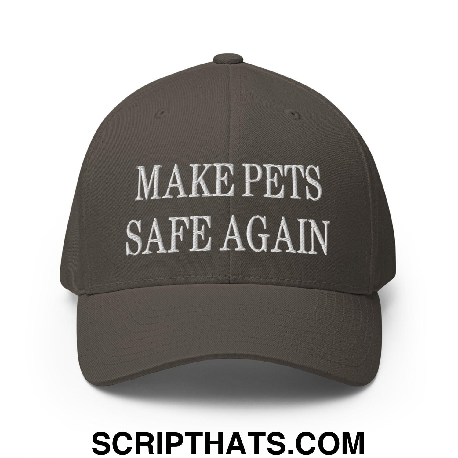 Make Pets Safe Again Embroidered Stretch Fit Baseball Hat Dark Grey