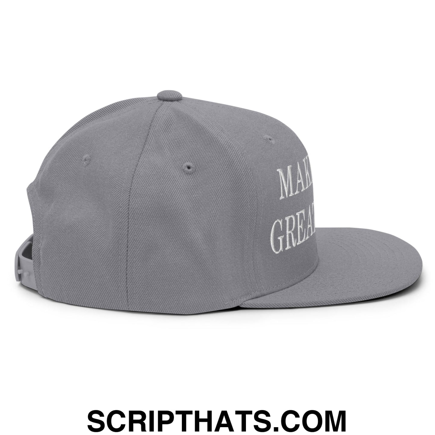 Make Pizza Great Again Embroidered Flat Bill Brim Snapback Hat Silver