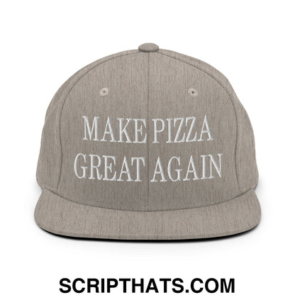 Make Pizza Great Again Embroidered Flat Bill Brim Snapback Hat Heather Grey