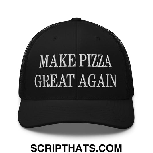 Make Pizza Great Again Embroidered Mesh Trucker Hat Black