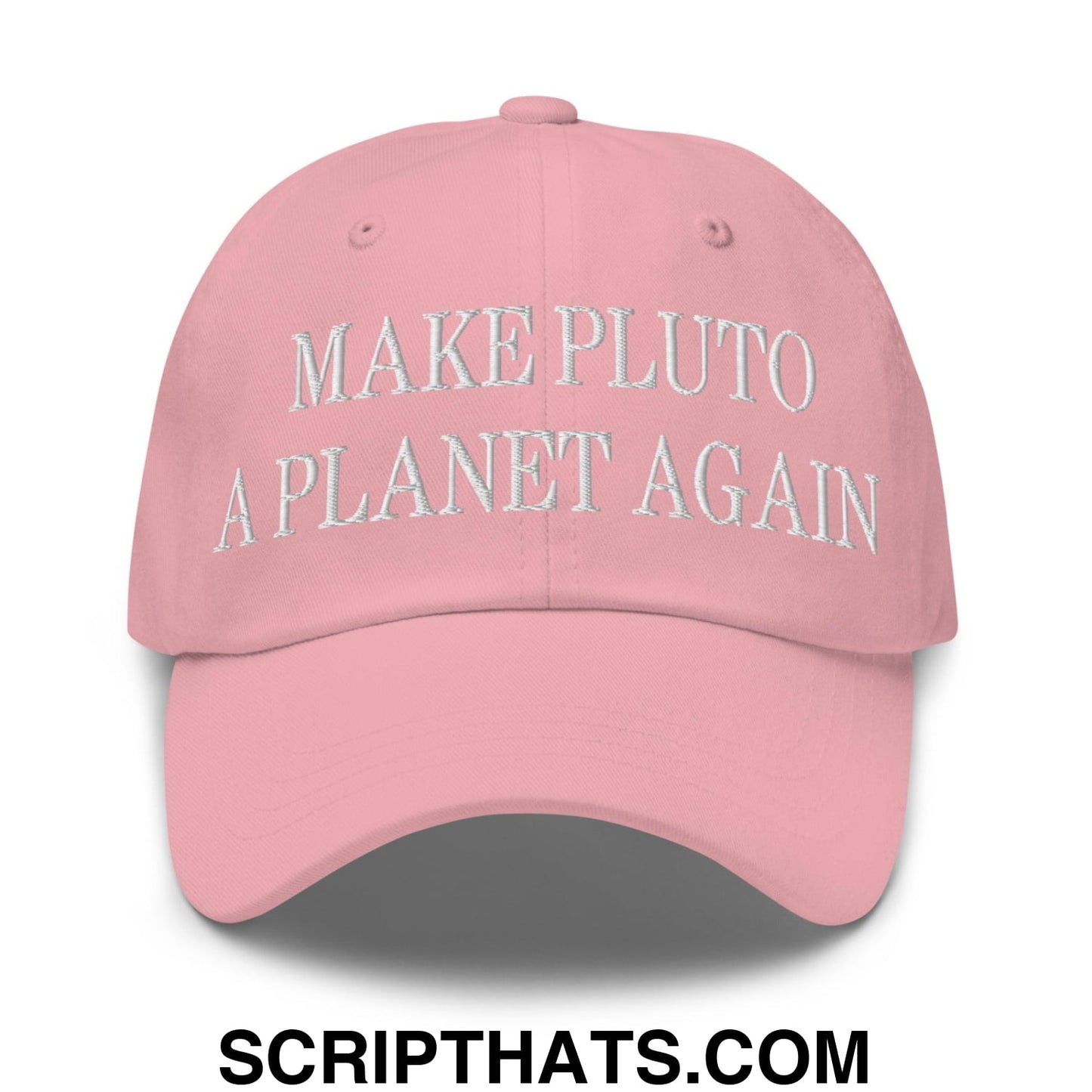 Make Pluto a Planet Again Embroidered Dad Hat Pink