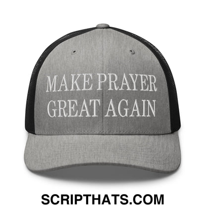 Make Prayer Great Again Embroidered Mesh Trucker Hat Heather Black