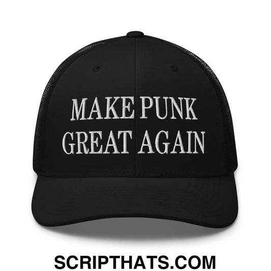 Make Punk Great Again Embroidered Mesh Trucker Hat Black