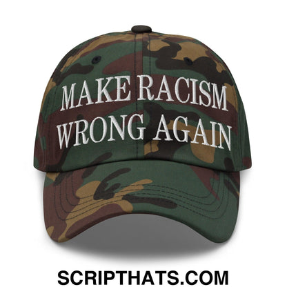Make Racism Wrong Again Embroidered Dad Hat Green Camo