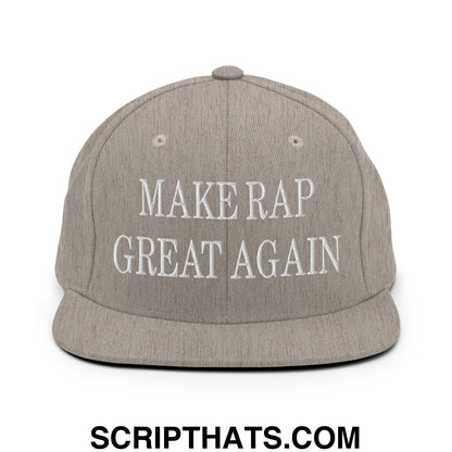 Make Rap Great Again Embroidered Flat Bill Brim Snapback Hat Heather Grey