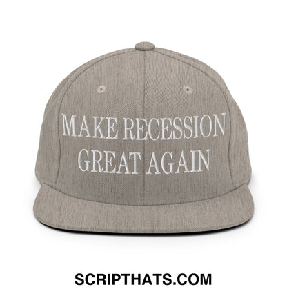 Make Recession Great Again Embroidered Flat Bill Brim Snapback Hat Heather Grey