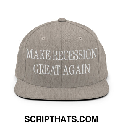 Make Recession Great Again Embroidered Flat Bill Brim Snapback Hat Heather Grey