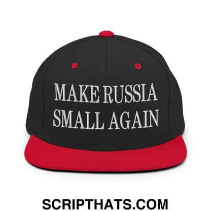 Make Russia Small Again Embroidered Flat Bill Brim Snapback Hat Black Red